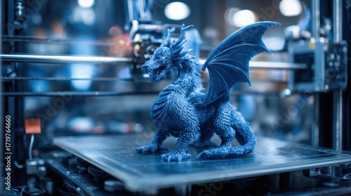 Obraz na płótnie blue dragon 3d printing process