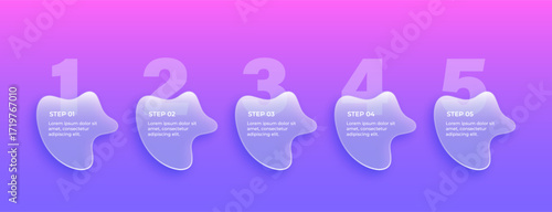 3D glass process steps banner for business presentations