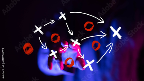 Neon hand shows a strategic...