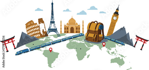 Embark on a global adventure exploring iconic landmarks and cultures by train travel, complete with a travel backpack for the ultimate journey