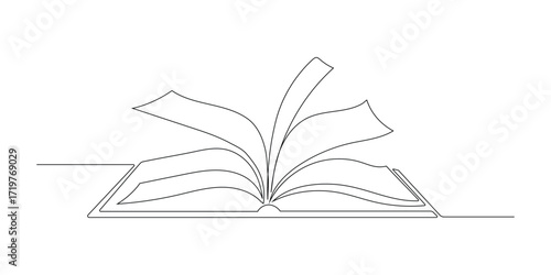 continuous line open book.simple one line drawing of open book