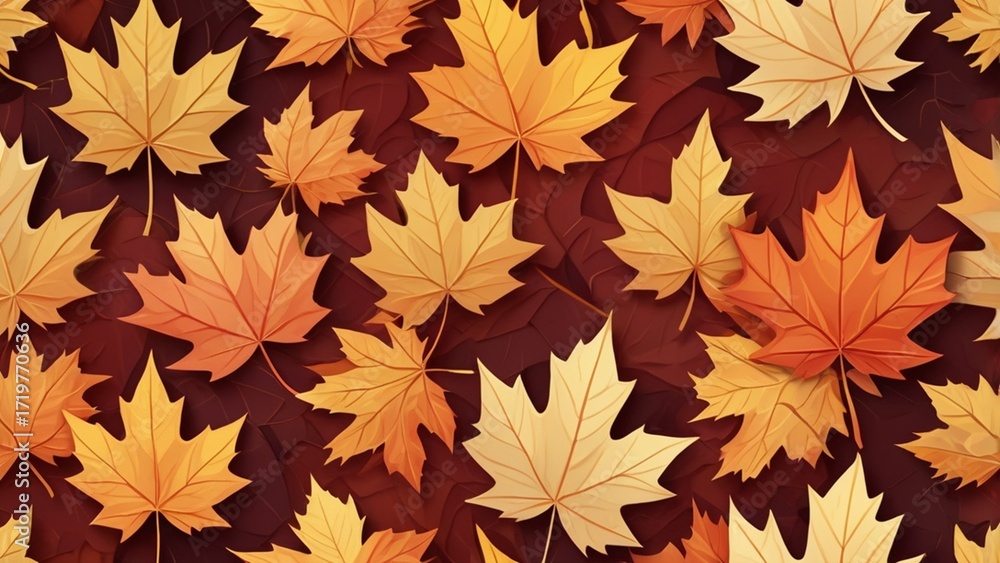 Fototapeta premium Maple Leaf Mosaic: Autumnal Abstract Composition
