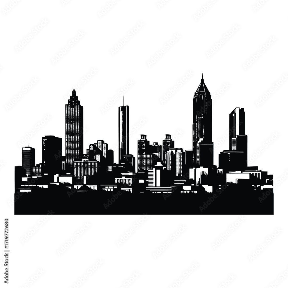 Obraz premium Vector art of city skyline silhouette