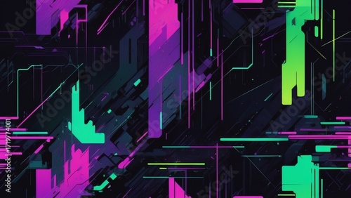 Glitch Art Grid: Digital Distortion and Pixelated Effects