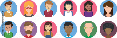 Minimal user avatar icon set with man woman and gender-neutral profile placeholders for login photo or account interface isolated on transparent background