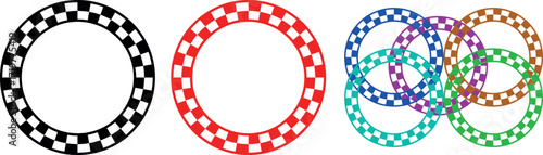 Circular checkerboard frame vector template for photo picture mockup transparent background isolated decorative border illustration