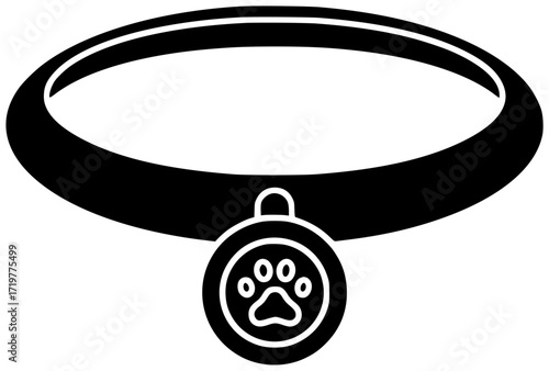 pet illustration dog silhouette animal logo collar icon canine outline puppy domestic care cat tag leather cute white doggy shape and vector graphic background