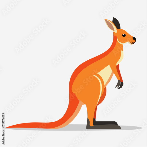 Vibrant Orange Kangaroo Vector Illustration Australian Wildlife in Minimalist Design