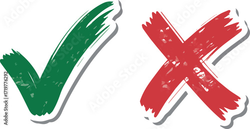 Vector art of green check mark and red cross mark