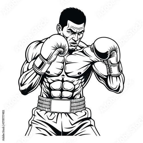 Vector art of boxer in fighting stance