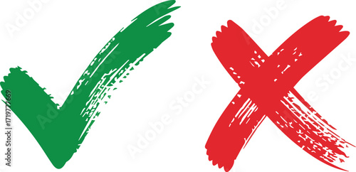 Vector art of green check mark and red cross