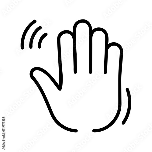 Hand waving icon with lines indicating movement for New Year  