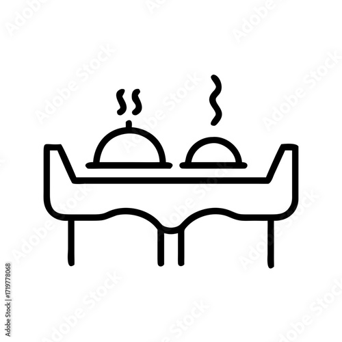 Two covered dishes steaming on a table representing New Year  