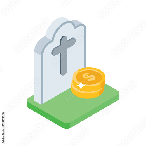 Modern isometric icon showing legal death claim process