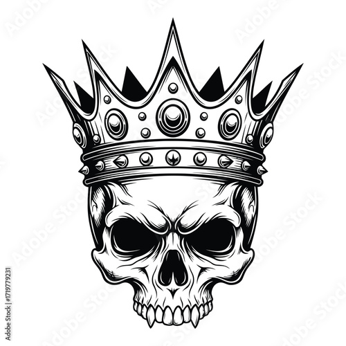 Vector art of skull with a crown