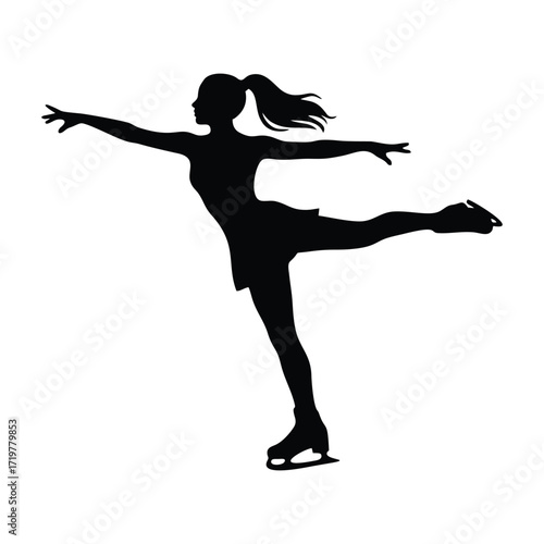 PrintFigure Skating Silhouette of a Young Woman Performing a Beautiful Graceful Pose