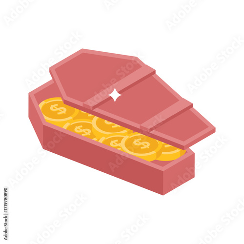 Handy isometric icon of post-death compensation money