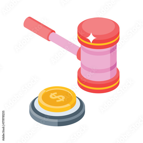 Premium isometric style icon of insurance law 