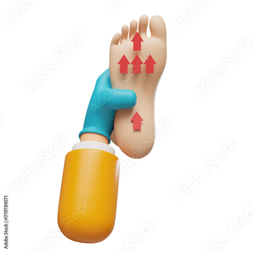 Foot with Arrows Indicating Reflexology Points