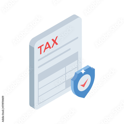Ready to use isometric icon of official tax paper