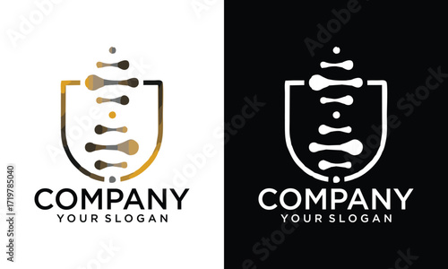 Bio chemical company logo design with using molecule connection icon template