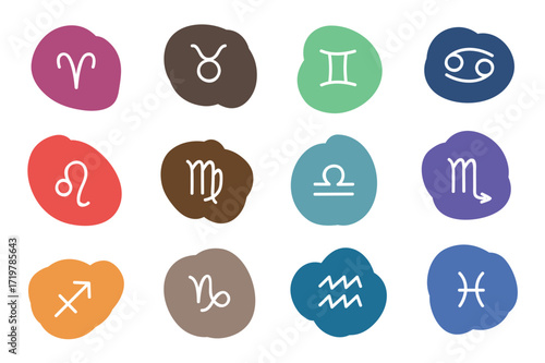 zodiac sign horoscope set isolated vector illustration