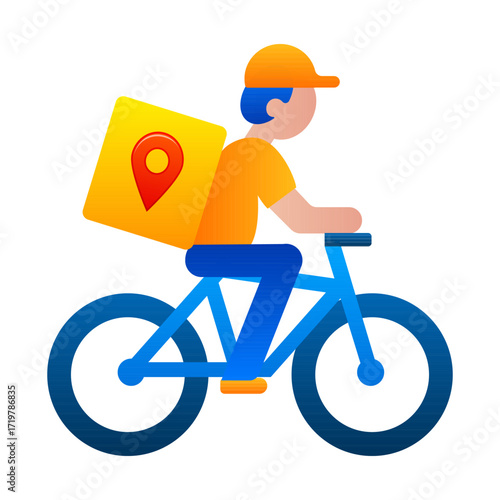 Courier on bicycle with delivery modern vector illustration