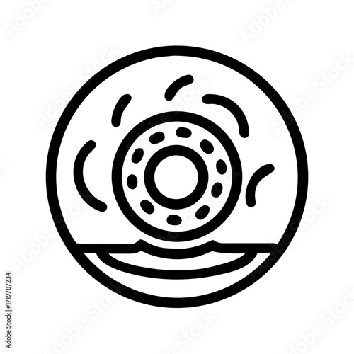 Vector art of delicious donut with chocolate glaze and sprinkles on a plate for a sweet treat or dessert concept