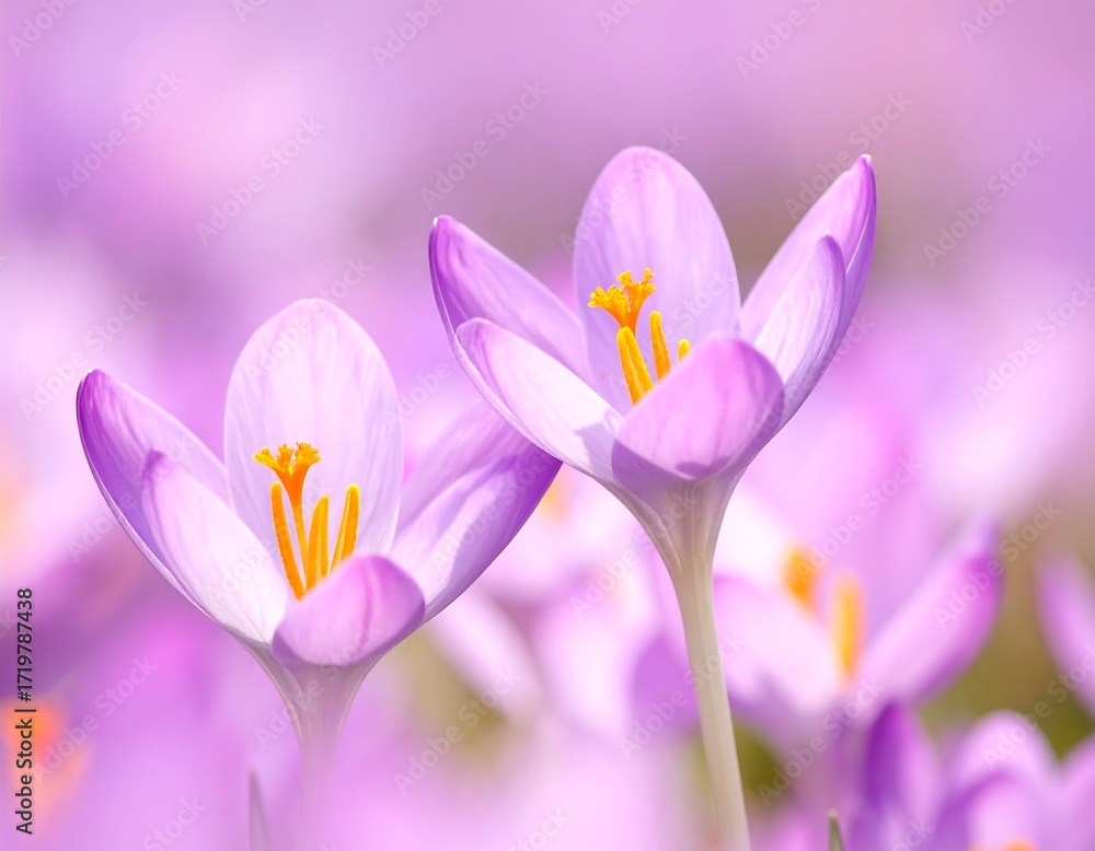 Fototapeta premium Close-up of delicate purple crocuses
