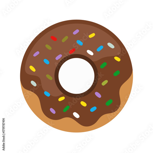 Vector art of delicious chocolate donut with colorful sprinkles, a sweet treat that is perfect for satisfying your cravings