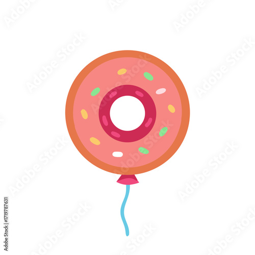 Vector art of playful donut balloon, a whimsical and delightful treat that brings joy and sweetness to any celebration or event