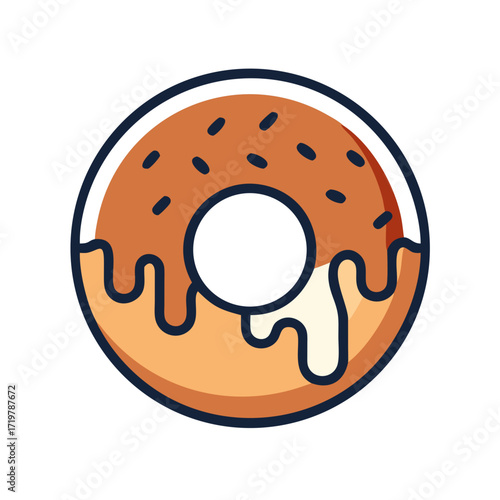 Vector art of a delectable donut with chocolate glaze, a tempting treat that brings comfort and delight, perfect for any time of day