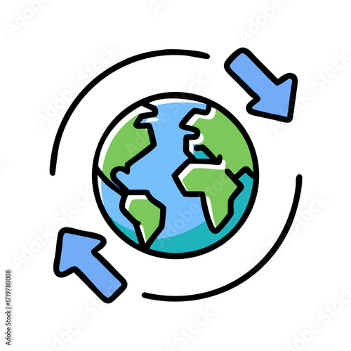 Vector art of worldwide business color icon global business international business worldwide business global network world trade