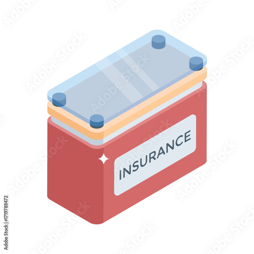 Modern isometric icon of insurance reception counter