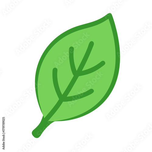 Vector art of a single green leaf with prominent veins, representing natural beauty, freshness, and organic growth in a simple design