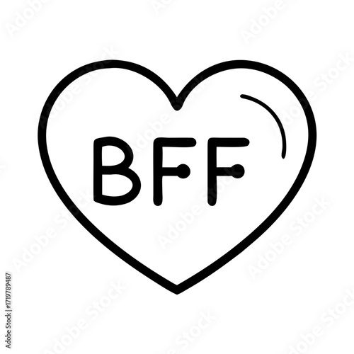 Vector art of bff lettering in heart shape best friends forever greeting card design, love message, and friendship concept