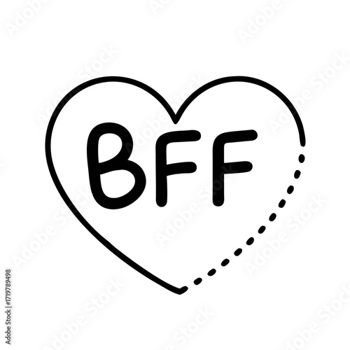 Vector art of bff lettering in heart shape best friends forever greeting card design, love message, and friendship concept