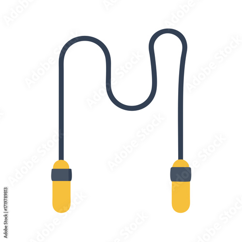 Illustration of a yellow jump rope, a simple fitness tool for cardio and exercise, promoting health and wellbeing