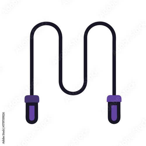 Illustration of a purple jump rope, a simple fitness tool for cardio and exercise, promoting health and wellbeing