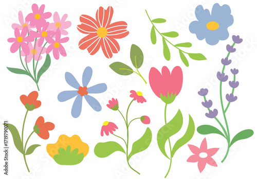 Wallpaper Mural Seamless floral pattern, decorative ditsy print with gentle spring garden, wild plants. Cute botanical design with small hand drawn flowers, leaves, branches, herbs. Vector illustration. Torontodigital.ca