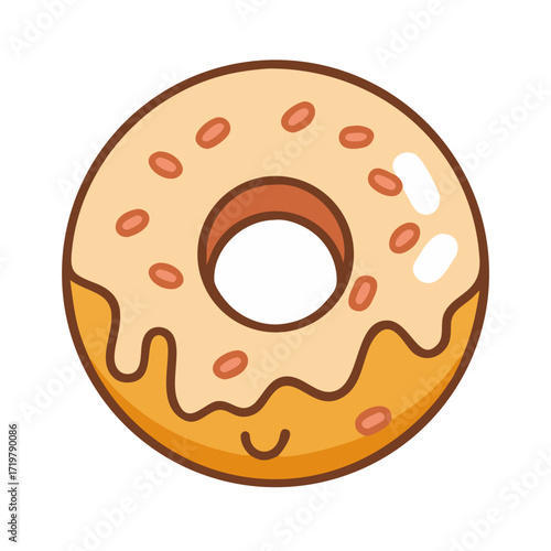 Illustration of a cute donut with a smile and sprinkles, perfect for a fun and cheerful treat