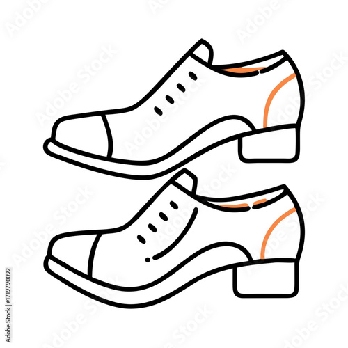 Vector art of a pair of mens dress shoes, showcasing classic style, elegance, and sophistication for formal occasions and professional attire