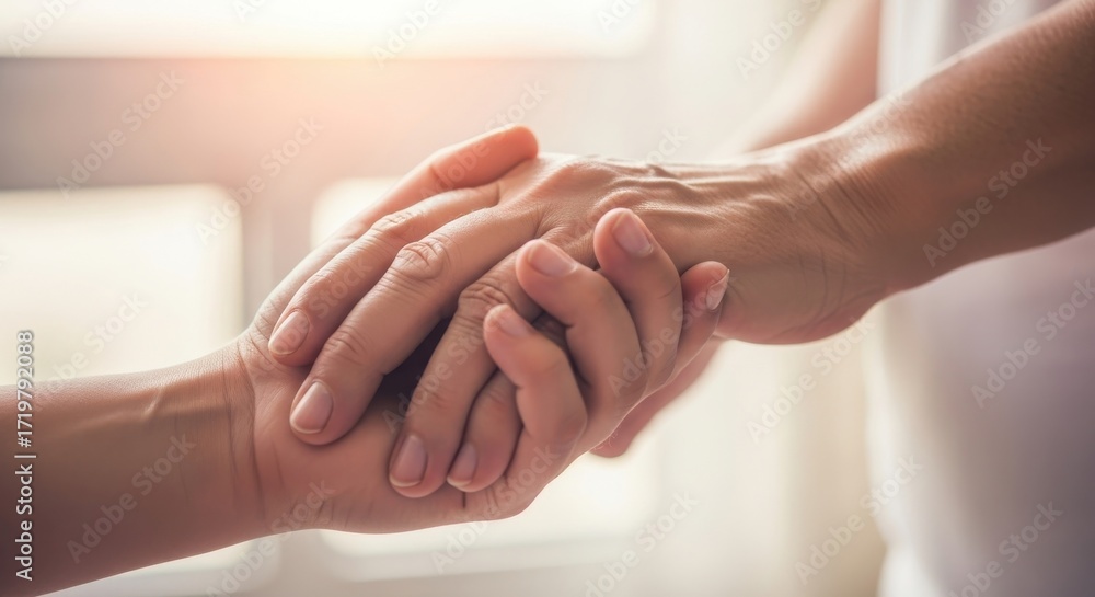 Fototapeta premium Comforting human touch showing support with hands clasped together