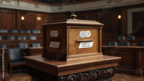 Wooden ballot box with 