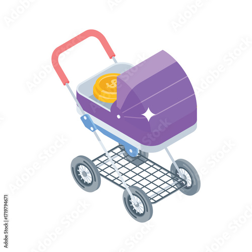 Premium isometric icon of baby life insurance coverage