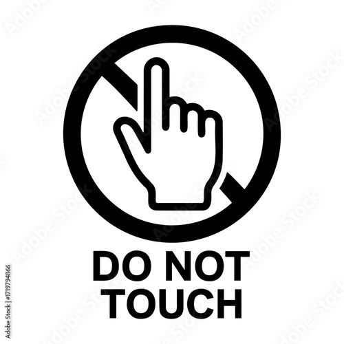Vector illustration of a do not touch symbol featuring a hand inside a crossed out circle icon