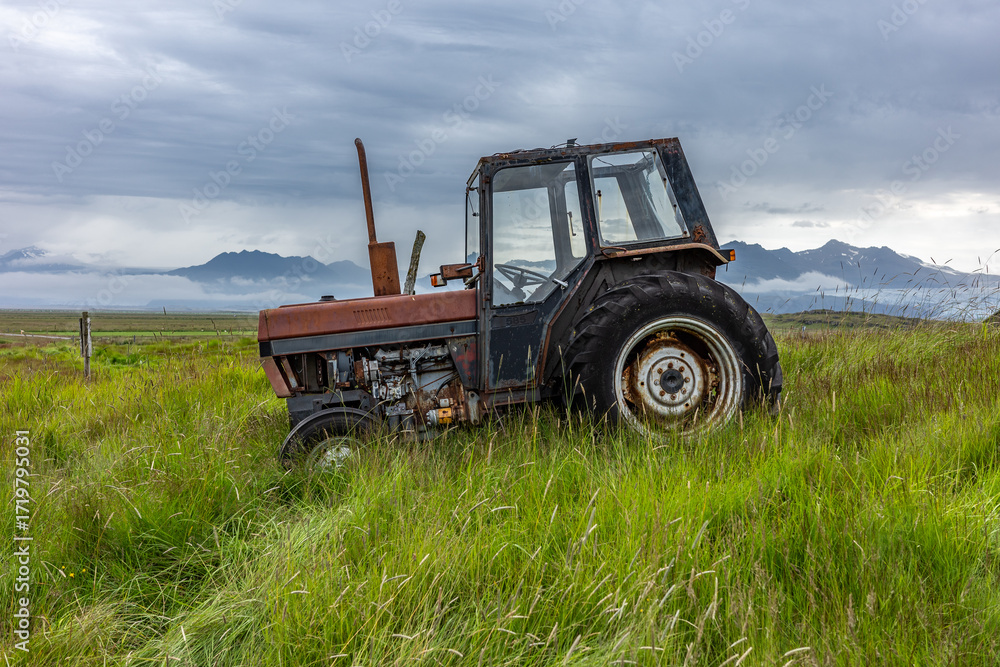 Fototapeta premium the old tractor in Iceland