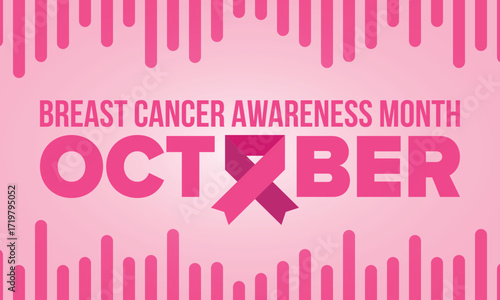 Breast Cancer Awareness Month. Pink october. Pink ribbon. Woman healthcare. Celebrate annual. Medic concept. Girl solidarity. Cancer prevention. Female disease. Poster, banner and background. Vector