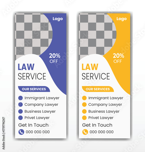   Law firm business standee roll up banner template design
