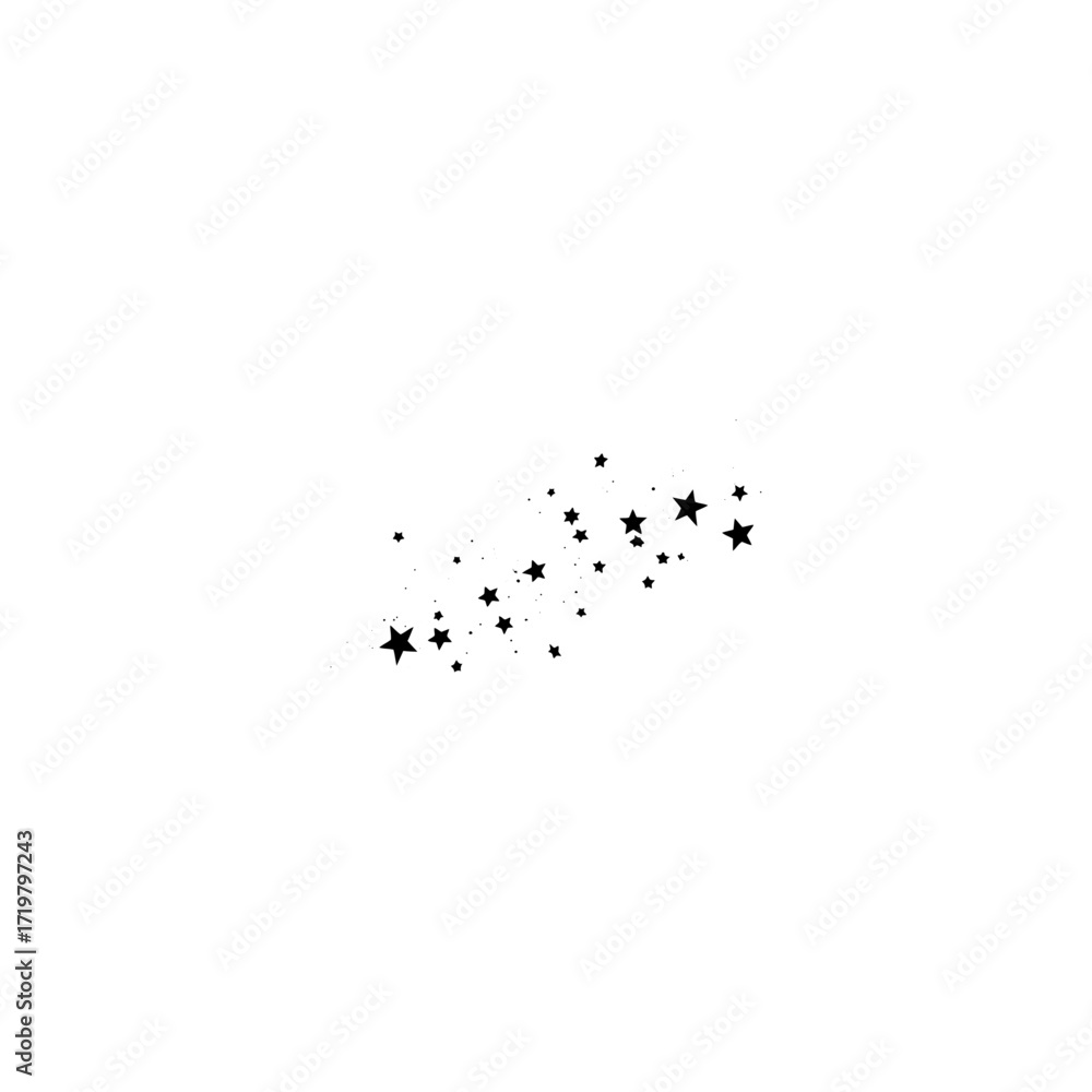 Fototapeta premium Stars on a white background. Black star shooting with an elegant star